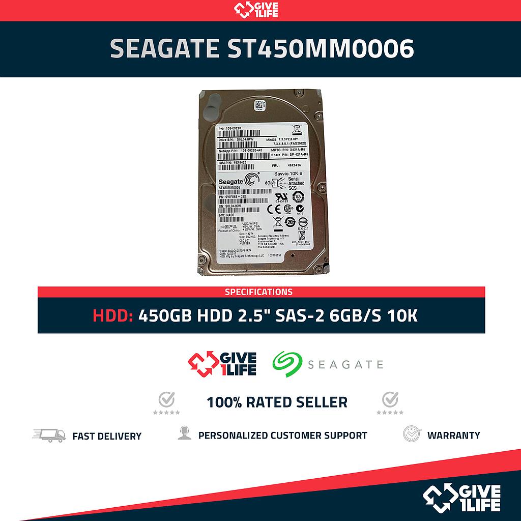 SEAGATE ST450MM0006 450GB HDD 2.5" SAS-2 6GB/S 10K 64MB