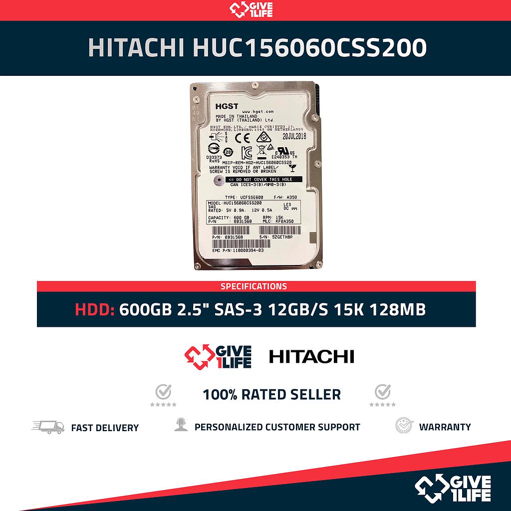 HITACHI HUC156060CSS200 600GB HDD 2.5" SAS-3 12GB/S 15K 128MB
