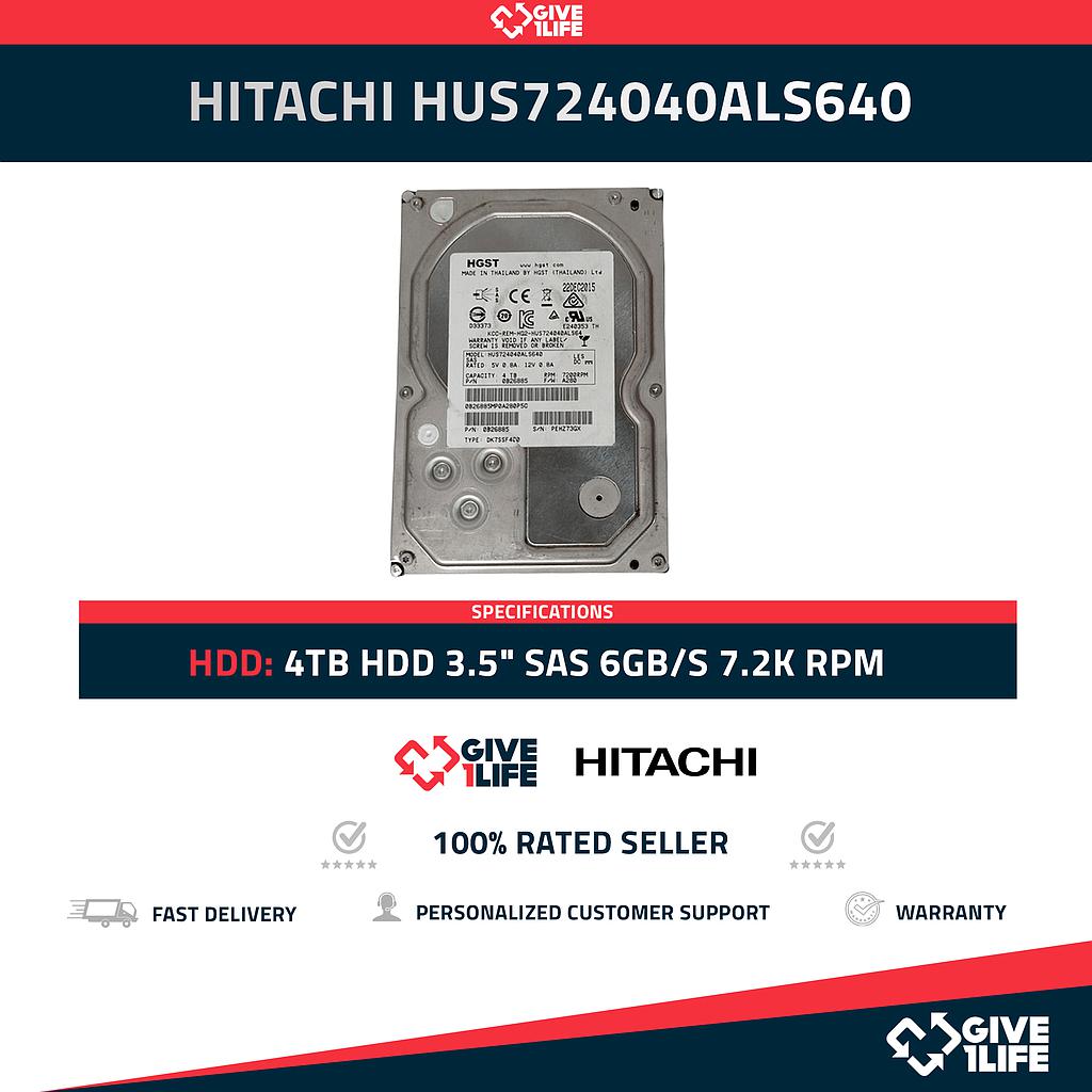 HITACHI HUS724040ALS640 4TB HDD 3.5" SAS 6GB/S 7.2K RPM - PARA SERVIDORES