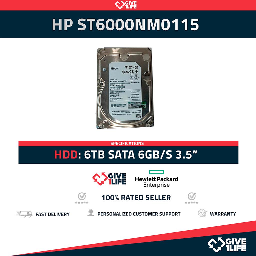 HPE ST6000NM0115 6TB HDD 3.5" SATA 6GB/S 7.200 RPM 256MB CACHÉ
