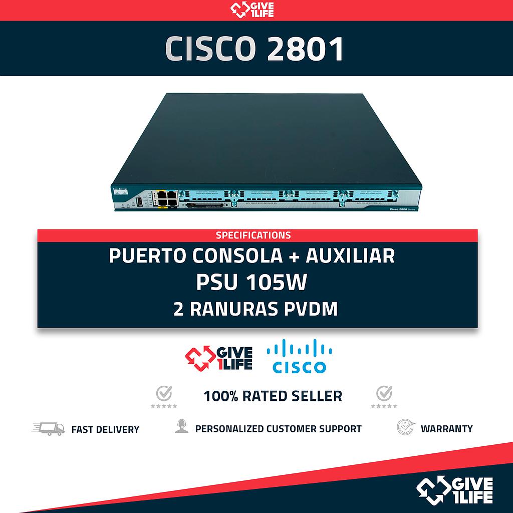 CISCO 2801 ROUT SWITCH 4 SLOTS + 64MB COMPACT FLASH+128MB RAM+PSU