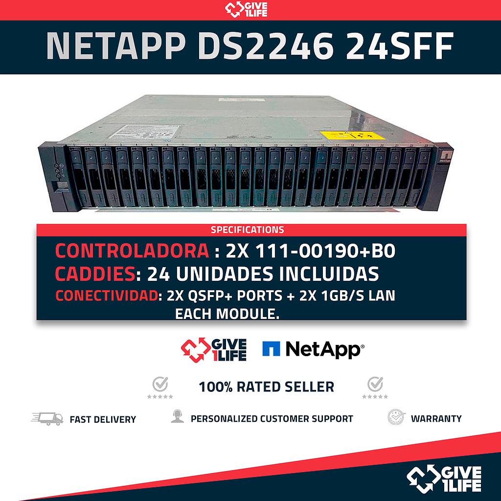 NETAPP DS2246 24SFF 2X111-00190+B0 +24 CADDIES+ 2XPSU 114-00065