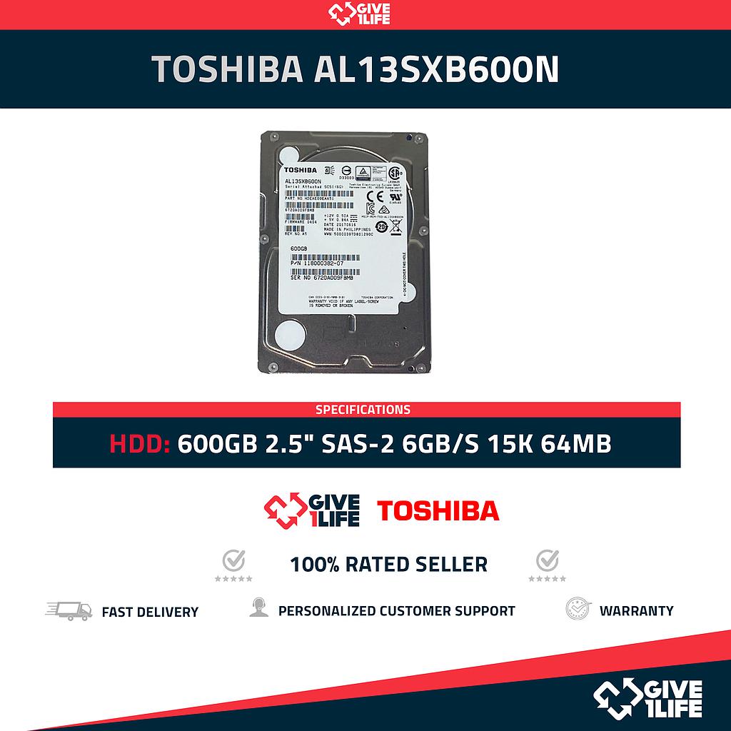 TOSHIBA AL13SXB600N 600GB HDD 2.5" SAS-2 6GB/S 15K 64MB