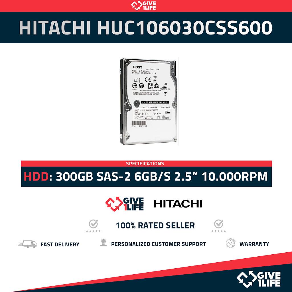 HITACHI HUC106030CSS600 300GB HDD 2.5" SAS-2 6GB/S 10K 64MB