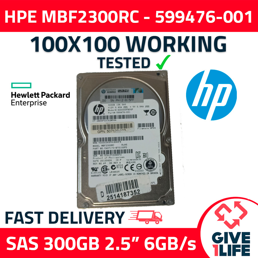 HPE MBF2300RC 300GB HDD 2.5" SAS-2 6GB/S 10K 64MB - 599476-001