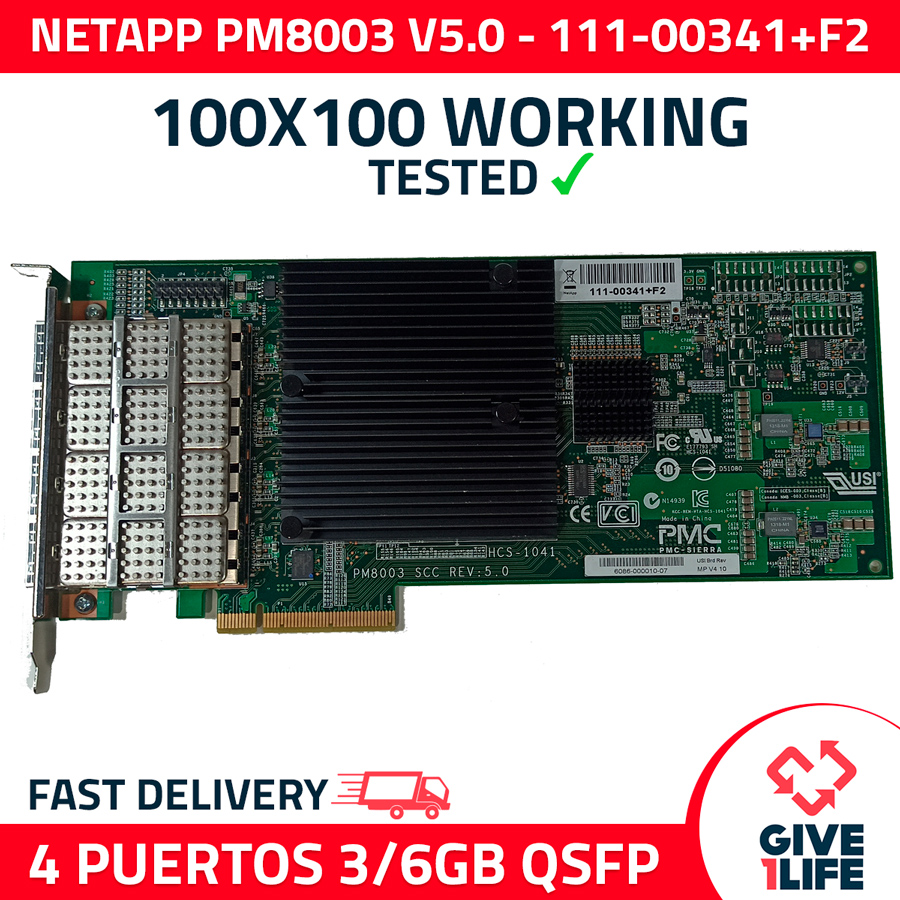 NETAPP CONTROLADOR PMC-SIERRA PM8003 v5 SAS 4 PUERTOS QSFP 3/6GB - 111-00341+F2