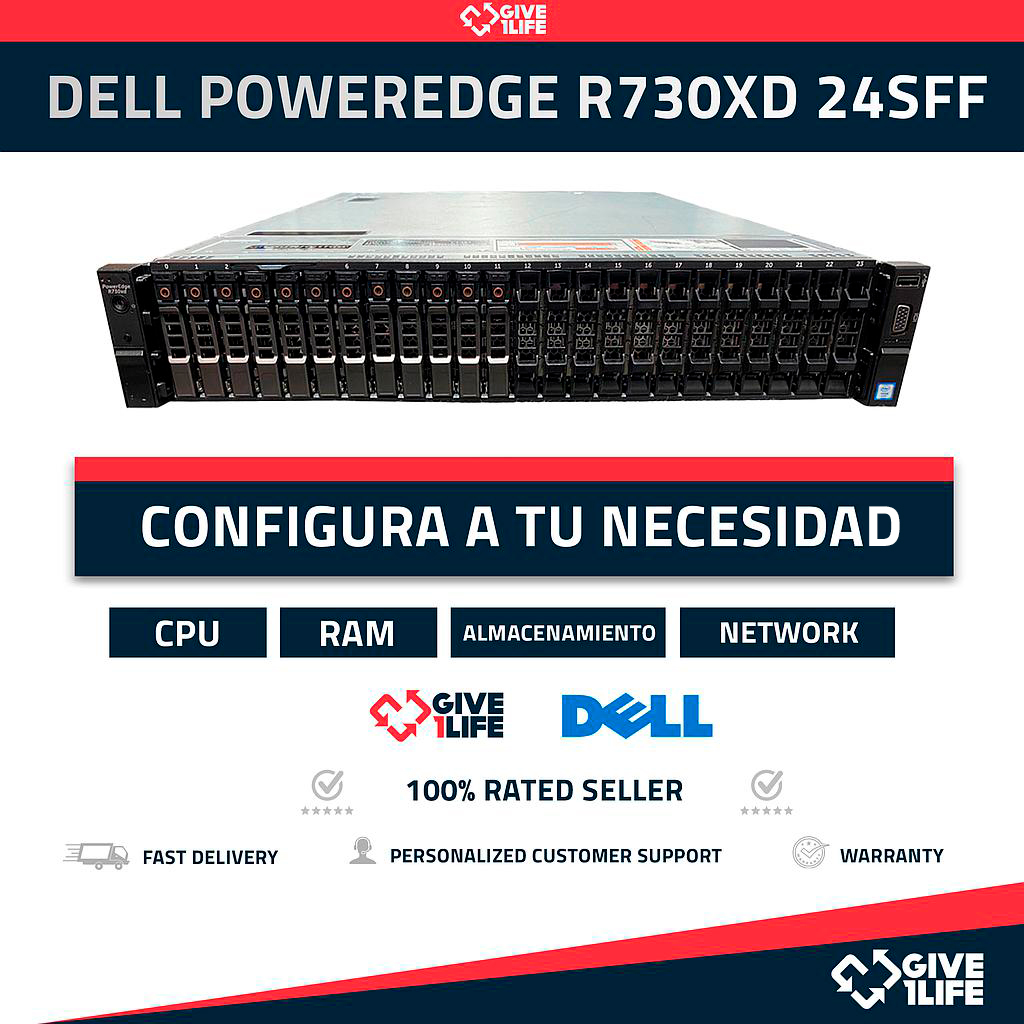 DELL PowerEdge R730XD 24SFF 2U (24x 2.5" Bahías) CONFIGURABLE