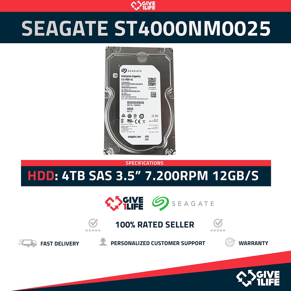 SEAGATE ST4000NM0025 4TB HDD 3.5" SAS-3 12GB/S 7.200RPM 128MB CACHÉ - SERVIDORES