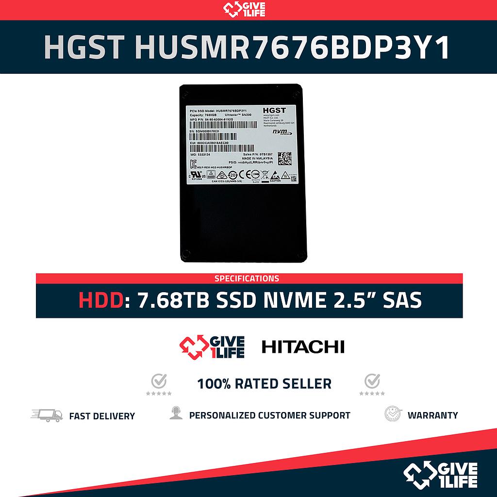 HITACHI HUSMR7676BDP3Y1 7.68TB SSD NVMe 2.5" SFF  32GB/S
