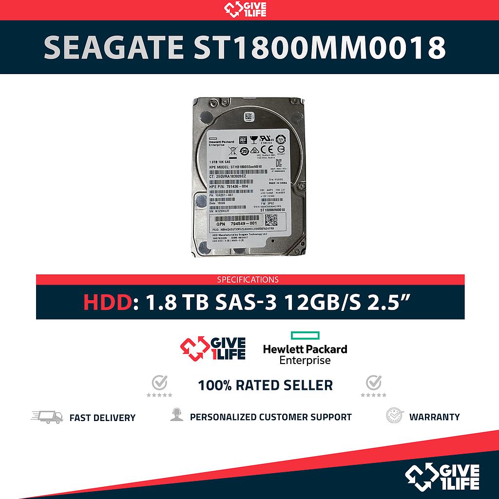 HPE ST1800MM0018 SAS 2.5" 1.8TB 10K RPM SAS3 12GB/S 128MB 791436-004