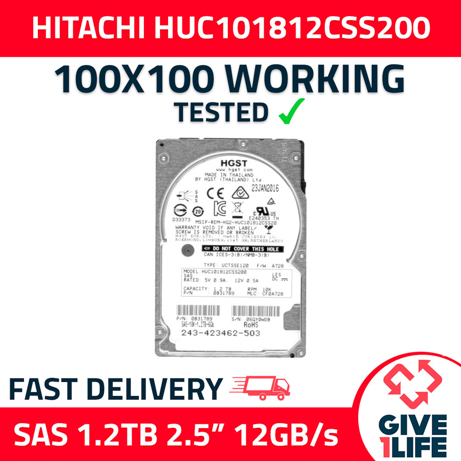 HITACHI HUC101812CSS200 1.2TB HDD 2.5" SAS-3 12GB/s 128MB CACHE - SERVIDORES