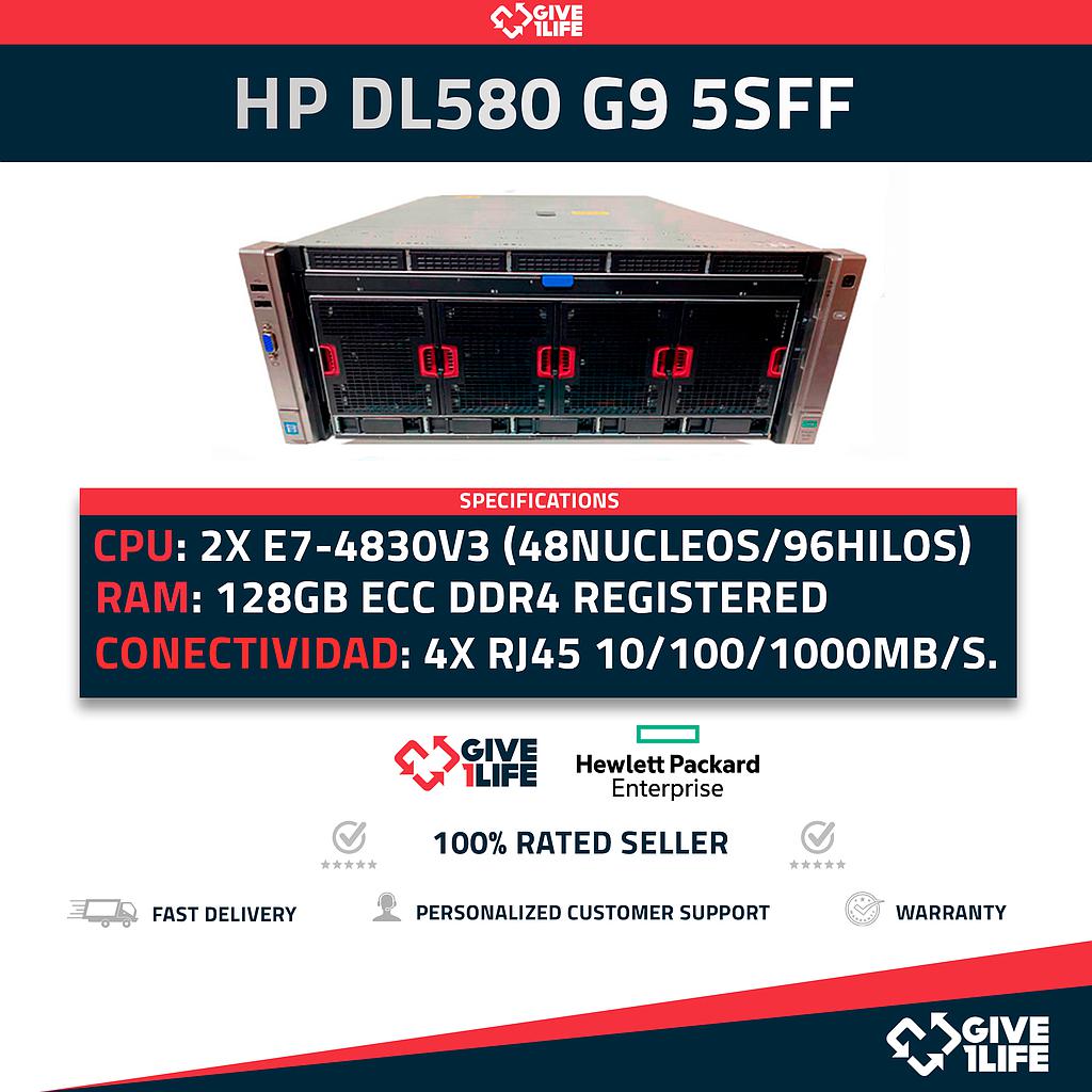 Servidor Rack HP DL580 G9 5SFF 4xE7-4830V3+128GB DDR4 +P830+4PSU HSTNS-2147