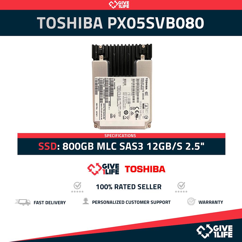 TOSHIBA PX05SVB080 SSD 800GB MLC SAS3 12GB/S 2.5" - ESPECIAL PARA SERVIDORES