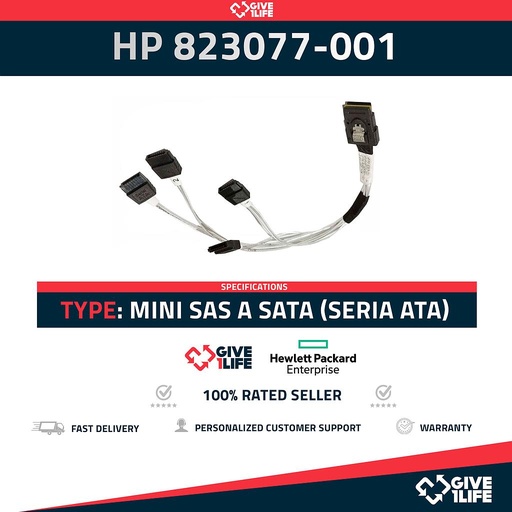 [635] Cable Mini SAS a SATA (Serial ATA) HP 823077-001, 4 conectores