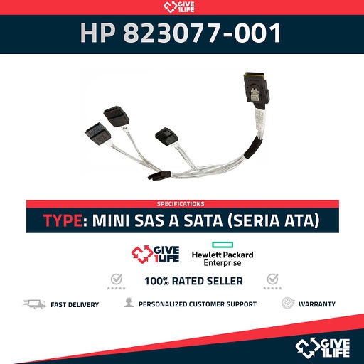 [635] Cable Mini SAS a SATA (Serial ATA) HP 823077-001, 4 conectores