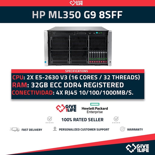 [640] HP Proliant ML350 G9 8SFF 2x E5-2630 v3 + 32 GB RAM + P440 AR 2GB + 2PSU