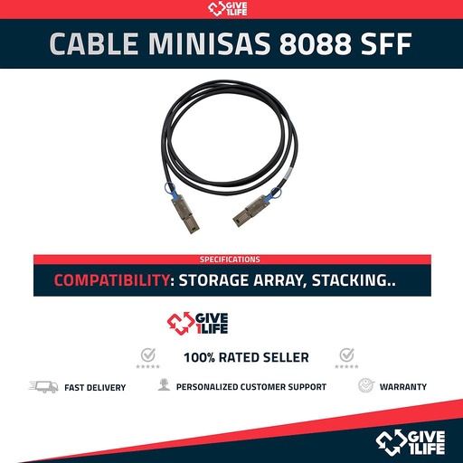 [694] Cable MiniSAS 8088 a 8088 SFF Storage Array, Stacking HP, DELL, IBM