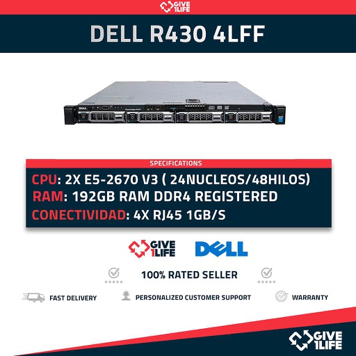 [714] Dell PowerEdge R430 4LFF + 2x E5-2673 V3 24Cores / 48 Threads 192GB RAM + PERC H330Mini + 4x1GB LAN