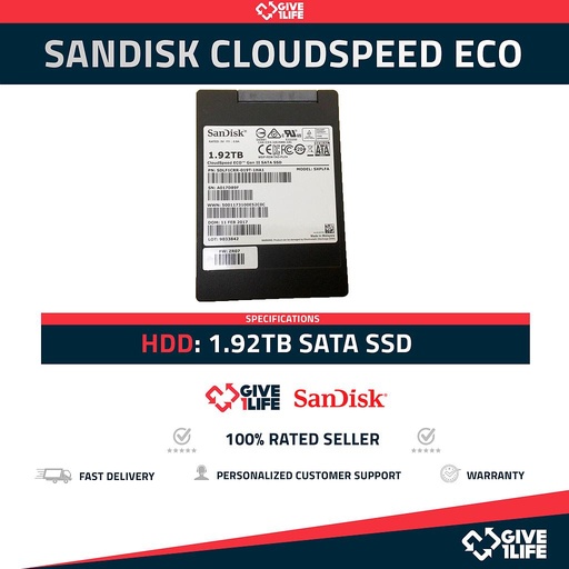 [721] SanDisk CloudSpeed ECO 1.92TB SATA 6GB/s SSD SDLF1CRR-019T-1HA2
