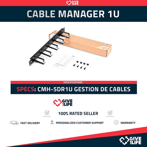 [741] Cable Manager 1U Horizontal CMH-5DR1U Gestión de Cables Rack