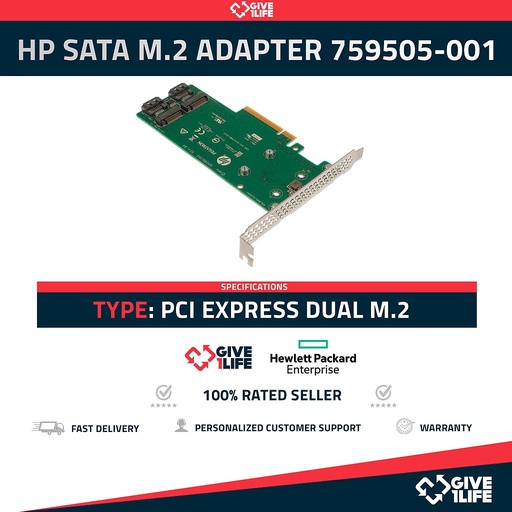 [761] HPE 759505-001 DUAL SATA M.2 RISER CARD PCI-E Adapter