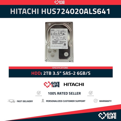 [796] HUS724020ALS641 2TB HDD 3.5" SAS 6GB/S 7.2K RPM - ESPECIAL PARA SERVIDORES