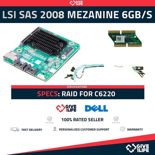 [806] Dell 0XX2X2 LSI SAS 2008 Mezzanine 6Gb/s + JKM5M Conector + Cables 0HYJ6G