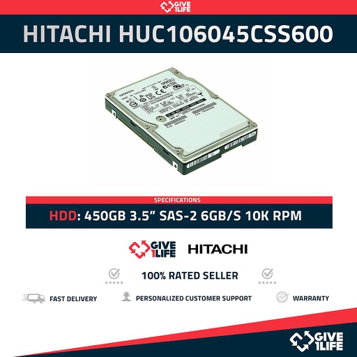 [832] HITACHI HUC106045CSS600 450GB HDD 2.5" SAS-2 6GB/S 10K 64MB