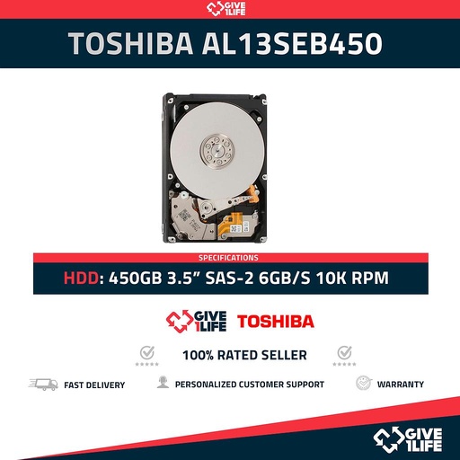 [838] TOSHIBA AL13SEB450 450GB HDD 2.5 SAS-2 6GB/S 10K CACHE 128 - SERVIDORES
