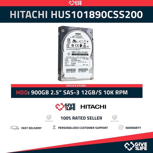 [842] HITACHI HUC101890CSS200 900GB HDD 2.5" SAS-3 12GB/S 10K