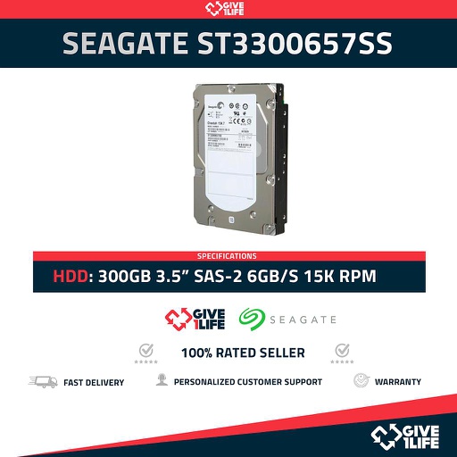 [843] SEAGATE ST3300657SS 300GB HDD 3.5" SAS-2 6GB/S 15K RPM - SERVIDORES HP / DELL / IBM