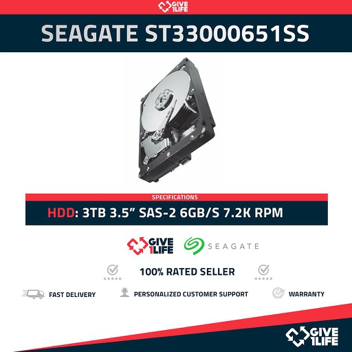 [856] SEAGATE ST33000651SS 3TB HDD 3.5" SAS-2 6GB/S 64MB - SERVIDORES HP / DELL / IBM