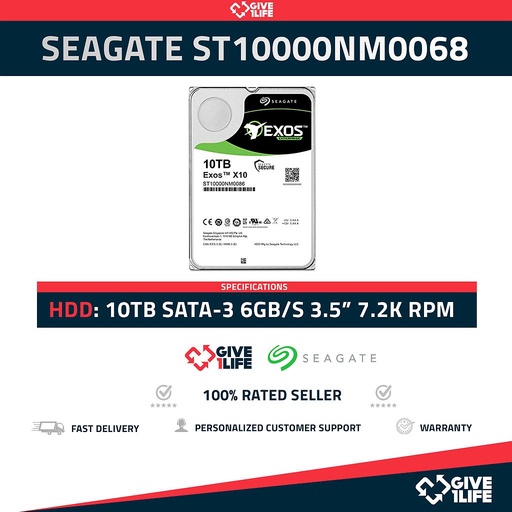 [872] SEAGATE ST10000NM0086 10TB HDD 3.5" SATA-3 6GB/S 7.2K 256MB