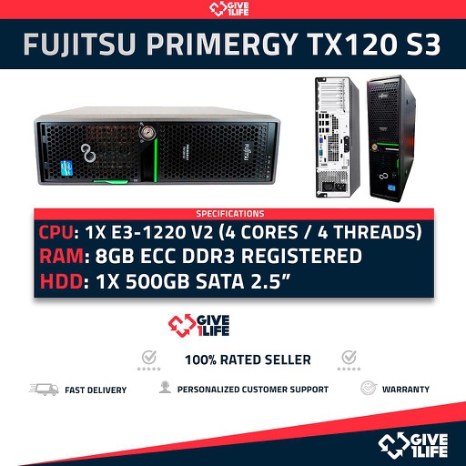 [913] Fujitsu Primergy TX120 S3 Workstation 4SFF 1x E3-1220 V2 8GB RAM