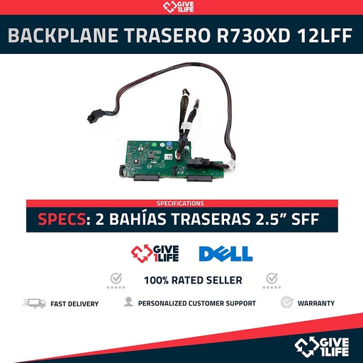 [914] Dell 0NHDXG Backplane Trasero 2SFF 2 Bahías de 2.5" para R730XD 12LFF