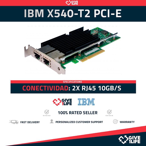 [915] IBM X540-T2 PCI-E DUAL PORT RJ45 10GB/s PERFIL BAJO 49Y7972