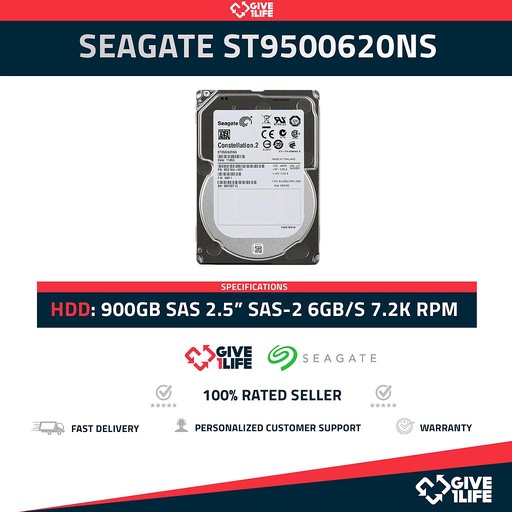 [946] SEAGATE ST9500620NS HDD 2.5" 900GB SAS-2 6GB/s 7.2K RPM