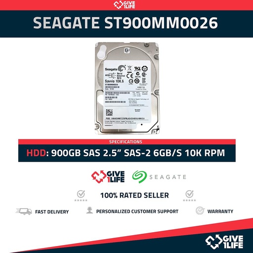 [947] SEAGATE ST900MM0026 HDD 2.5" 900GB SAS-2 6GB/s 10K RPM 64MB Cache