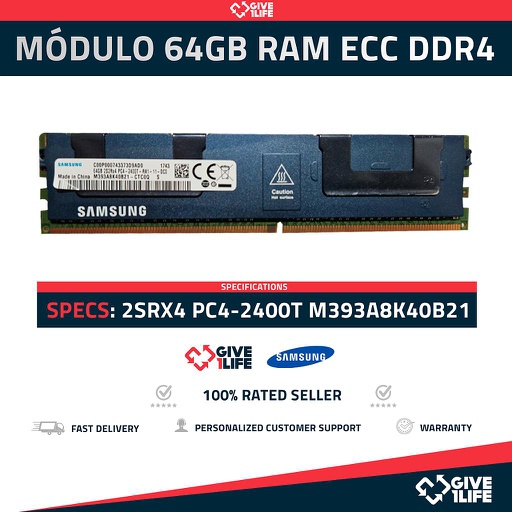 [979] 64GB RAM 2S2Rx4 PC4-2400T DDR4 M393A8K40B21-CTC0Q ECC Registrada