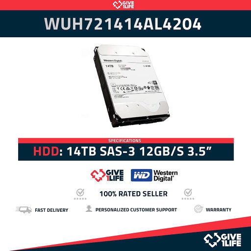 [1068] Western Digital 14TB SAS-3 12GB/s WUH721414AL4204 7.200RPM 3.5" LFF