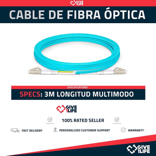 [1078] Cable/Latiguillo de Fibra Óptica LC UPC a LC UPC 3m OM3 Multimodo