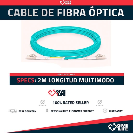 [1079] Cable/Latiguillo de Fibra Óptica LC UPC a LC UPC 2 Metros OM3 Multimodo