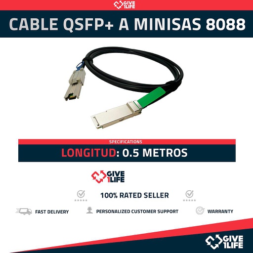 [1081] Cable QSFP+ a Mini SAS 8088 Longitud 0.5 Metros