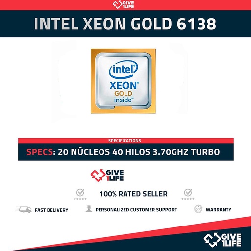 [1147] Intel Xeon Gold 6138 20 Núcleos 40 Hilos @3.70GHz Turbo 27.5 MB L3 Cache