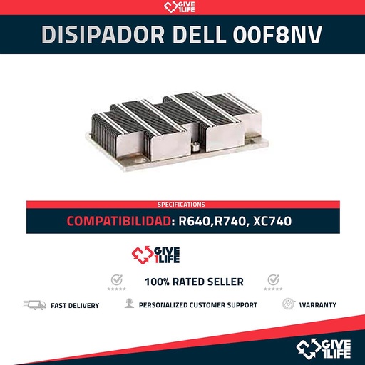[1148] Disipador / Heatsink DELL 00F8NV para R640, R740, R740XD, XC740