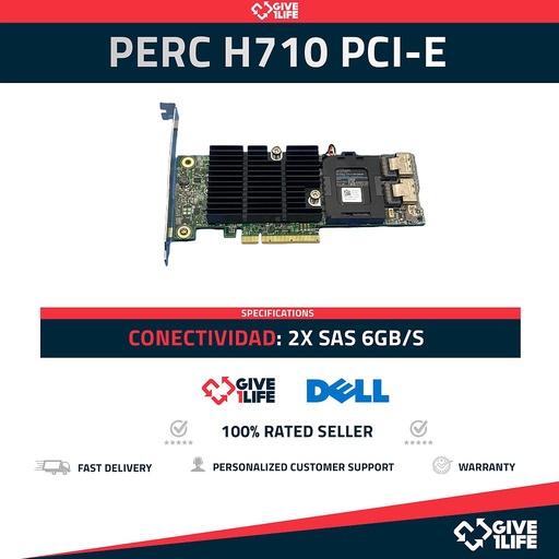 [1208] DELL 0VM02C Perc H710 6Gb/s SAS 512MB PCI-E + Bateria - Perfil Corto + Largo