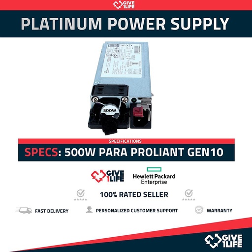 [1216] HP 865408-B21 865399-201 Platinum Power Supply 500W para Gen10
