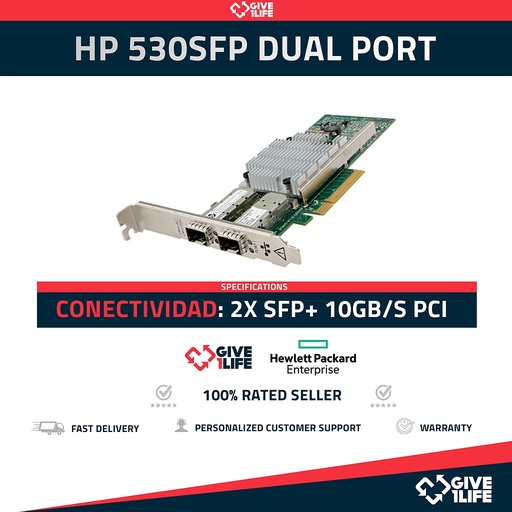 [1270] HP 530SFP DUAL PORT 10GB PCI X8 Adaptador de RED Perfil Largo SFP+