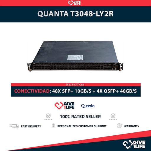 [1274] Quanta Computer Switch T3048-LY2R 48 Puertos SFP+ 10GB/S + 4 Puertos QSFP+ 40GB/S