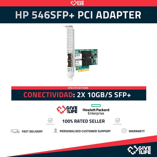 [1293] HP 546SFP+ DUAL PORT 10GB PCI X8 Adaptador de RED Perfil Largo  SFP+